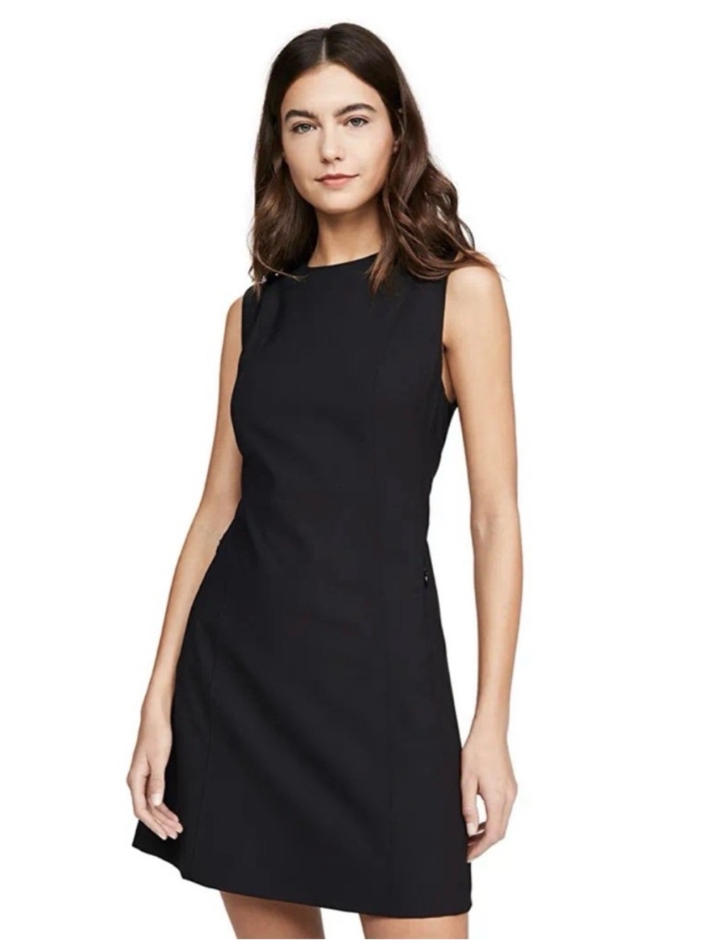 Theory Helaina Pioneer black poly blend sheath shift sleeveless dress 8